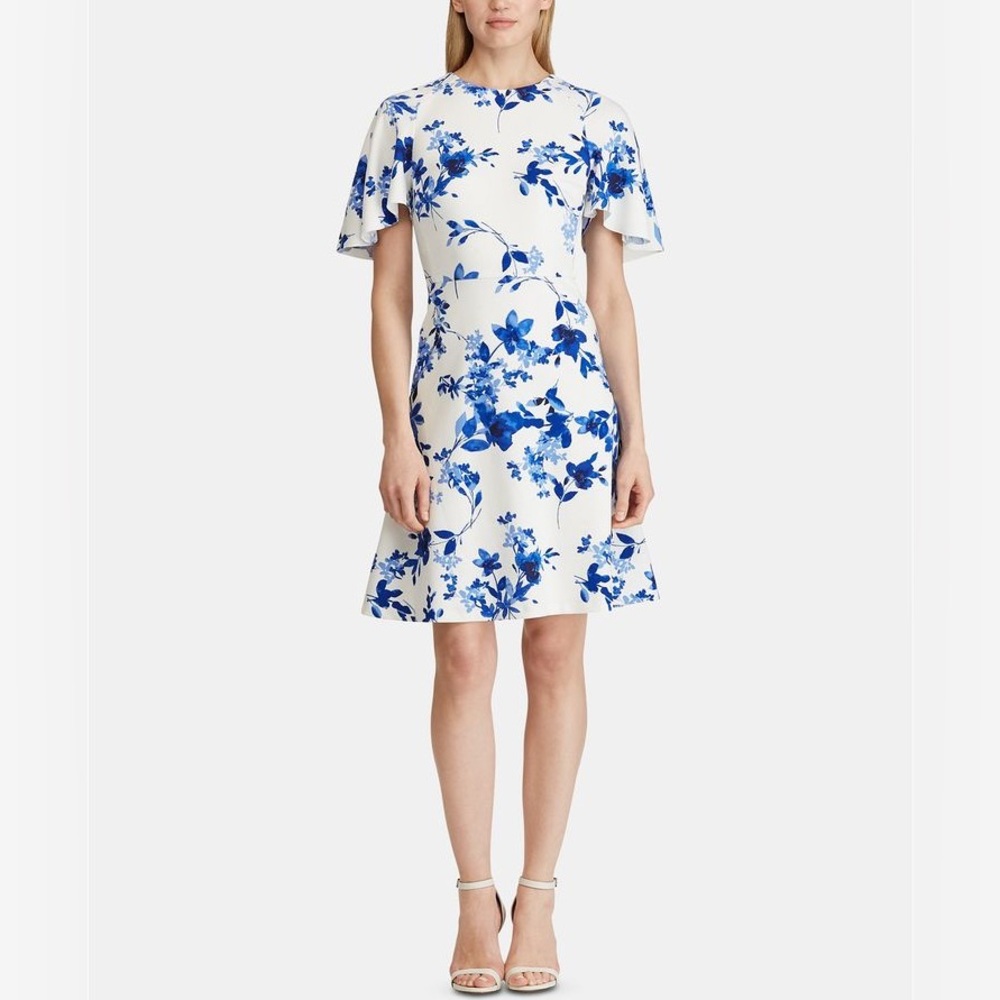 Ralph Lauren white and blue floral dress size 16P